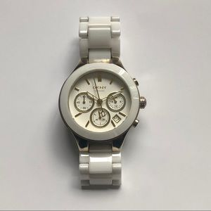 DKNY Ceramic White and Gold Watch